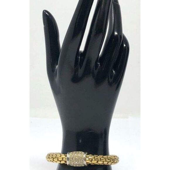 Signed Joan Rivers Gold Tone Weave Bangle Bracelet - Size 6.5 - Picture 1 of 5